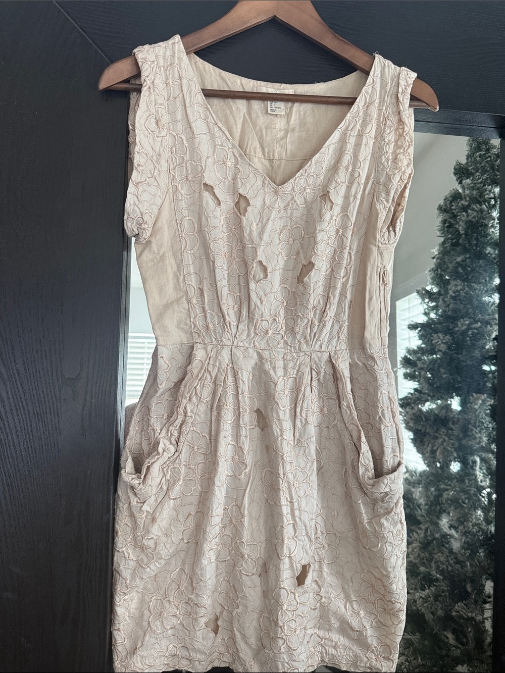 H&M Women’s Cream Floral Lace Mini Dress